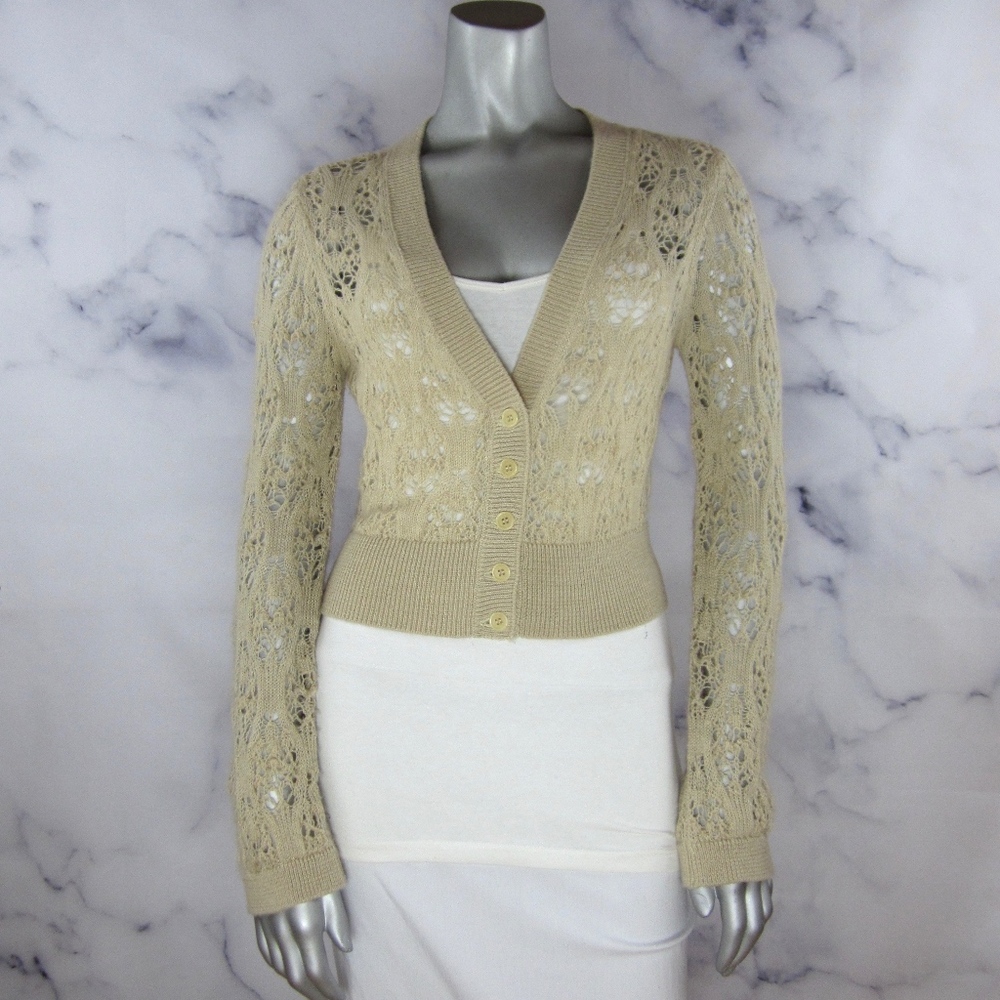 CATHERINE MALANDRINO Lace Knit Alpaca Cardigan